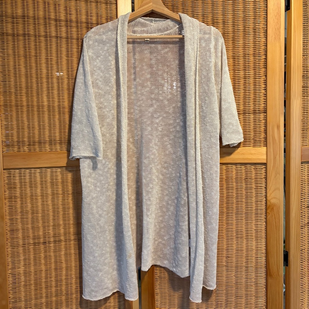 TravelSmith Cream Knit Sweater cardigan size L  cottagecore coastal
